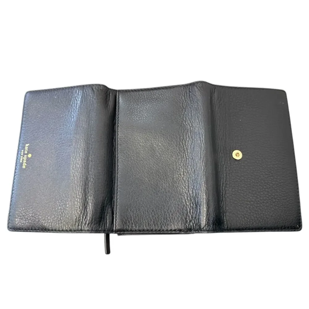 Kate Spade Black Leather Street Callie Tri Folding Wallet